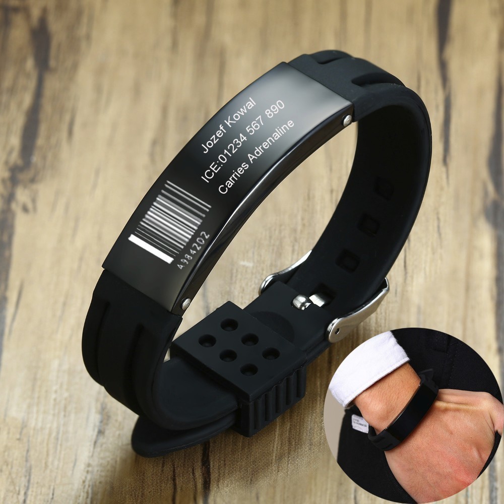 Silicone Band Replacement - Personalized Silicone Bracelet in Black Watch