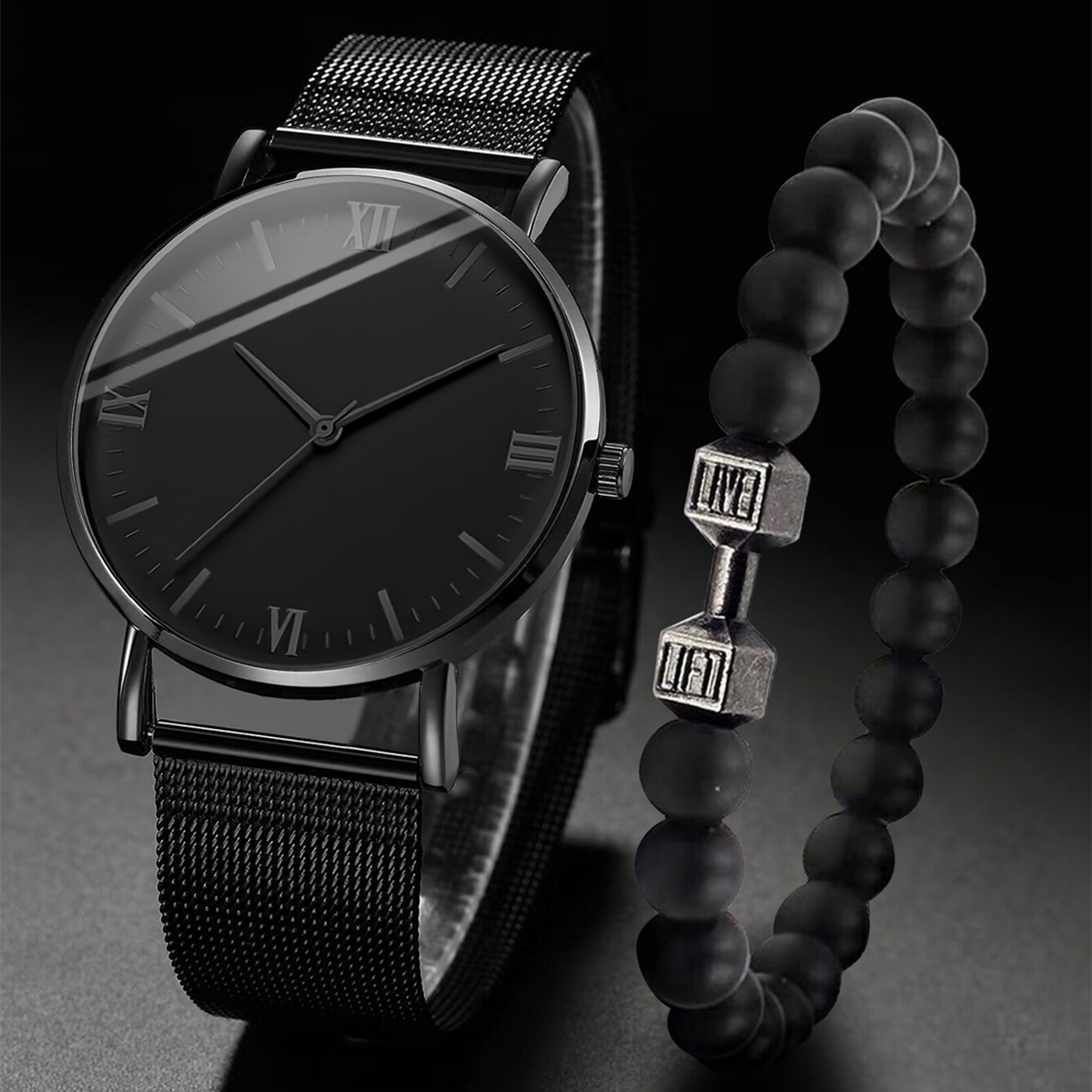 2PCS Men's Watch Fashion Roma  - Stainless Mesh Band 评论和价格