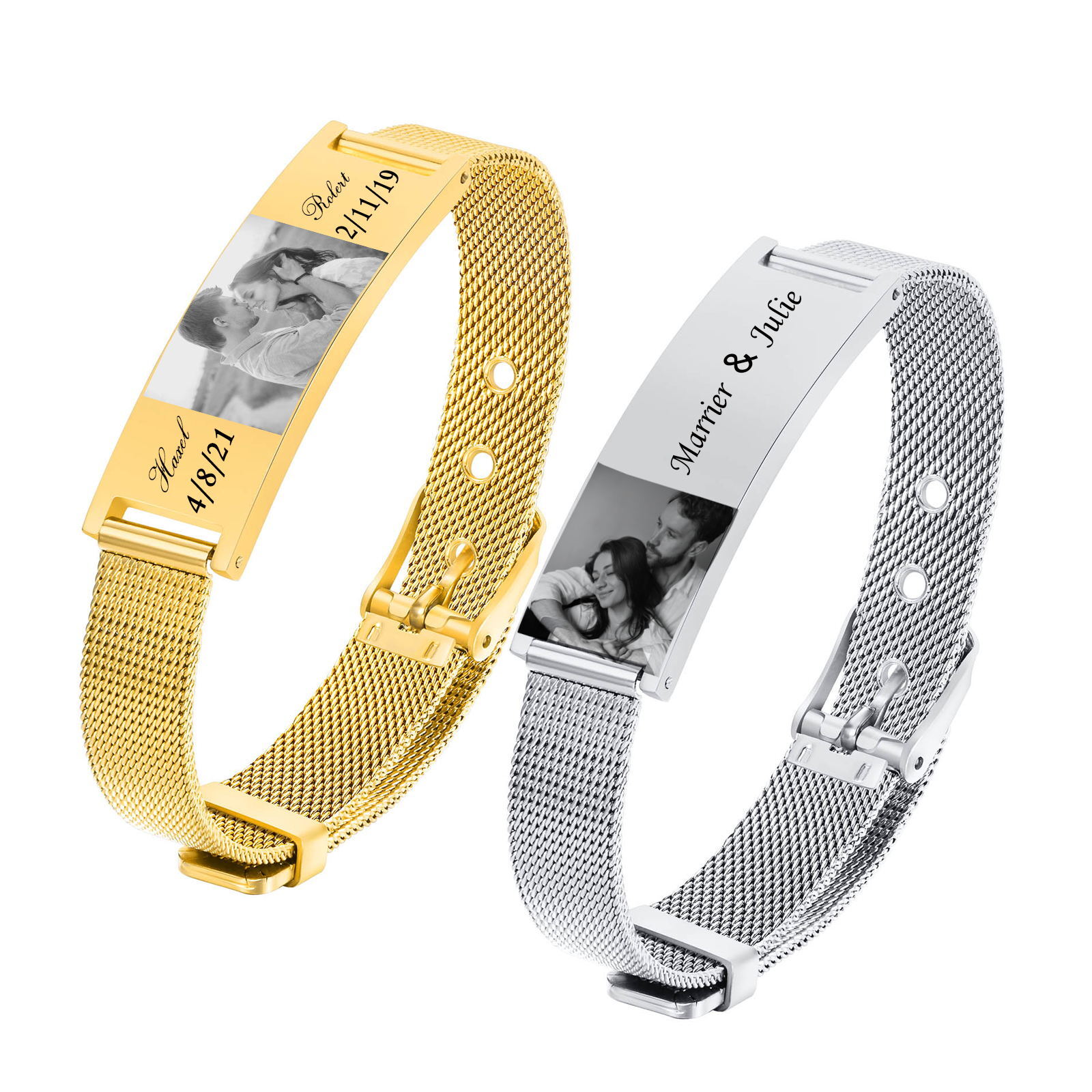 Personalized Photo Bracelet, S - Stainless Mesh Band 评论和价格
