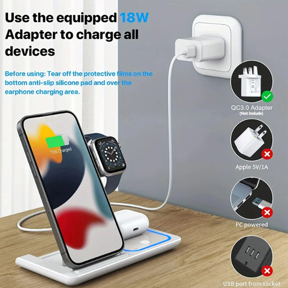15W 3 in 1 Wireless Charger St - Watch Charger Cable 评论和价格