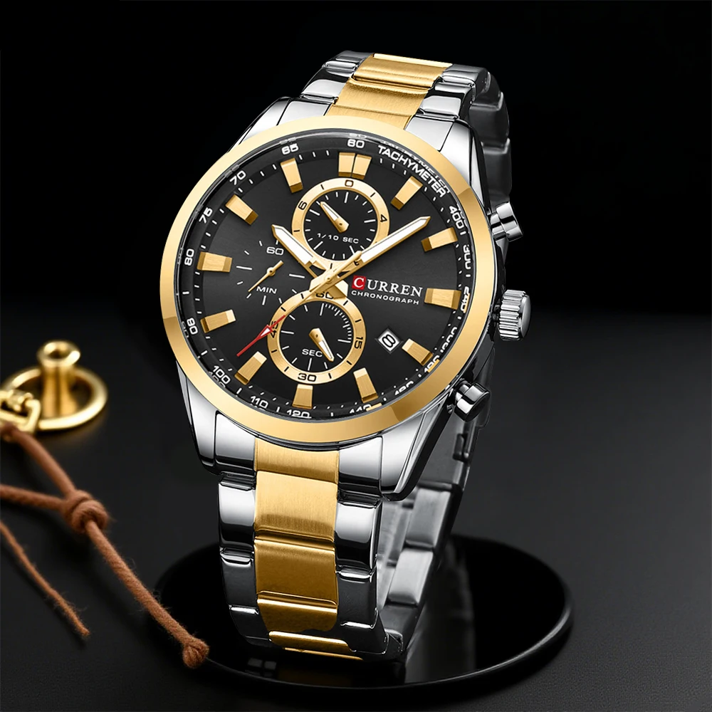 CURREN Casual Quartz Chrono Sp - Accessories With Watch 评论和价格