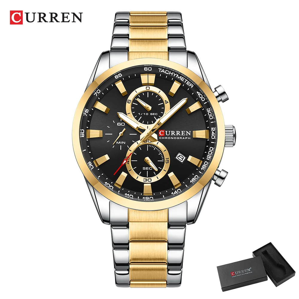 CURREN Casual Quartz Chrono Sp - Accessories With Watch 评论和价格