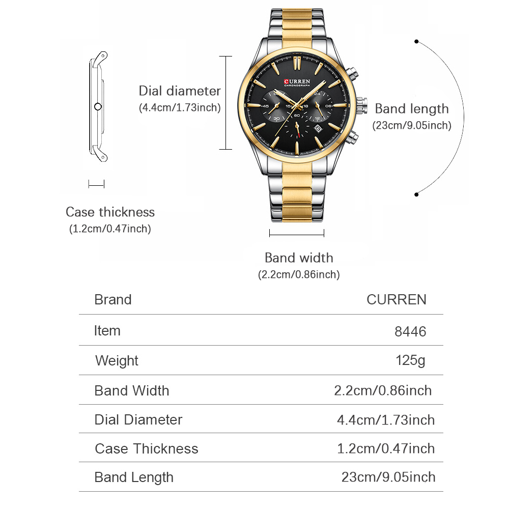 CURREN Casual Quartz Chrono Sp - Accessories With Watch 评论和价格