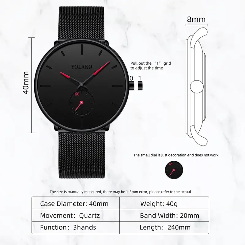 YOLAKO Mens Fashion Minimalist - Stainless Mesh Band 评论和价格