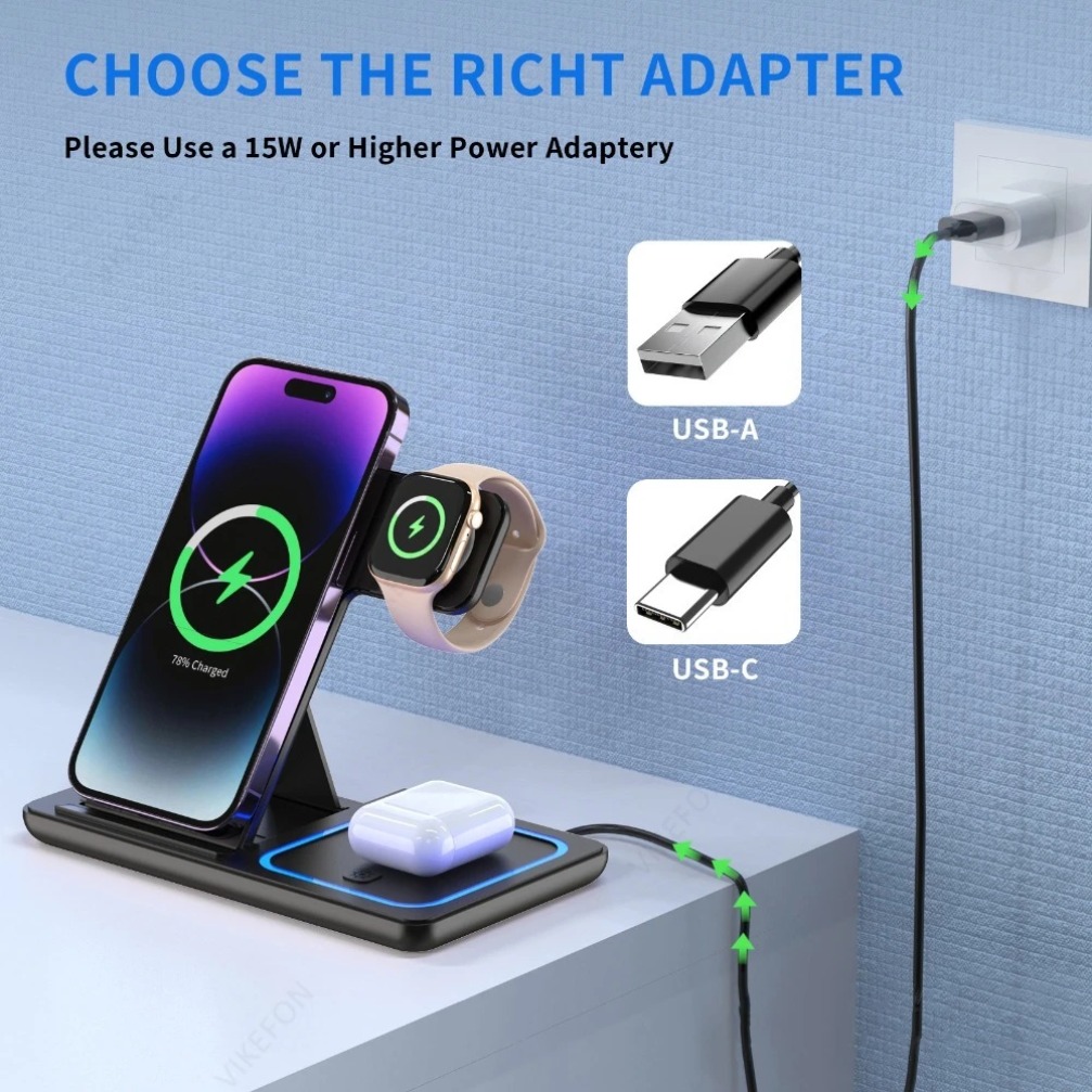 Foldable 3 in 1 Wireless Charg - Watch Charger Cable 评论和价格
