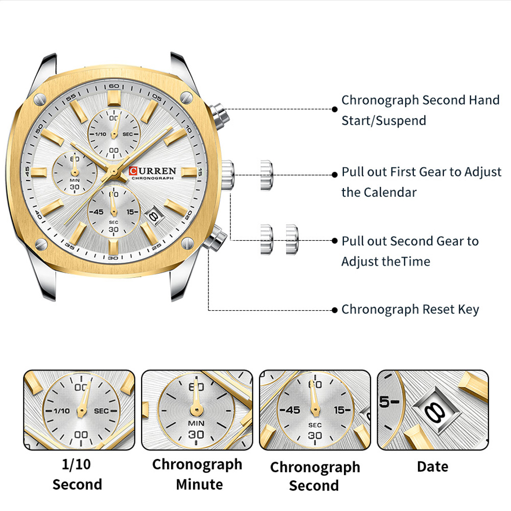 CURREN Modern Men's 42mm Sport - Accessories With Watch 评论和价格