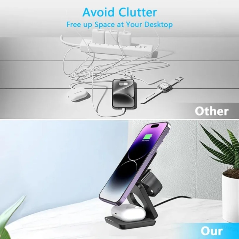 3 in 1 Foldable Magnetic Wirel - Watch Charger Cable 评论和价格