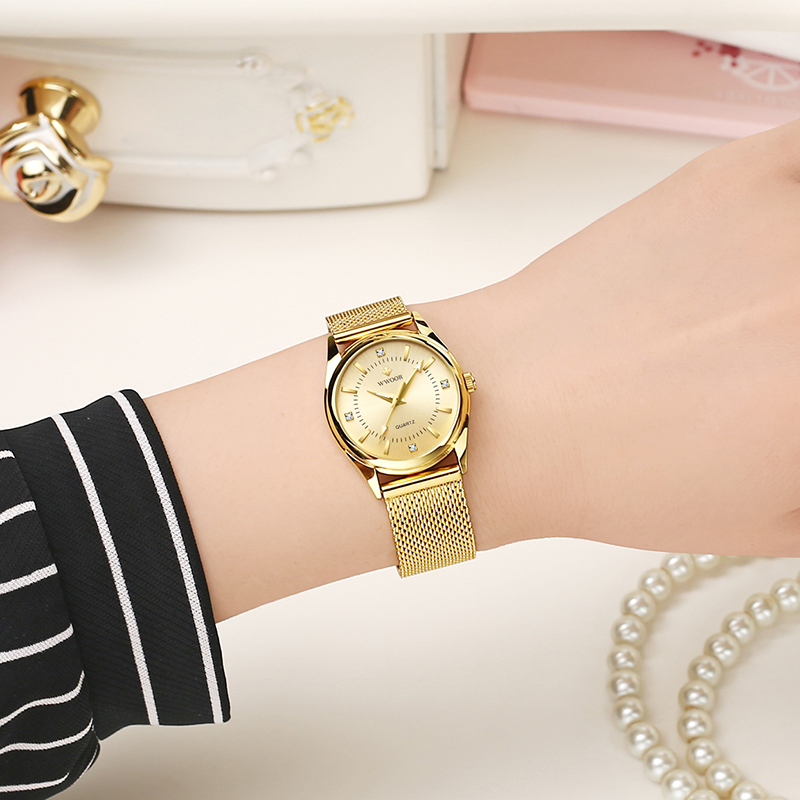 WWOOR Luxury Brand Dress Gold  - Stainless Mesh Band 评论和价格