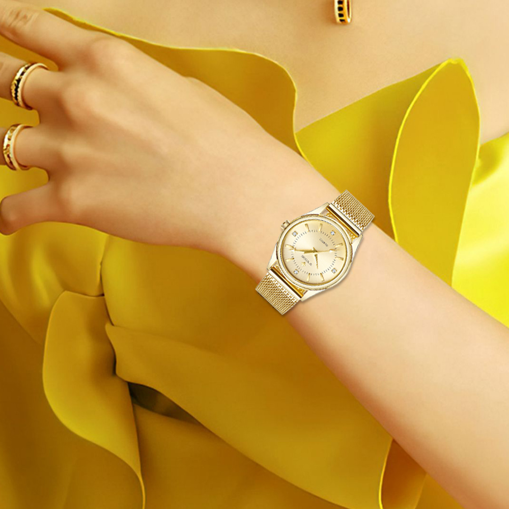 WWOOR Luxury Brand Dress Gold  - Stainless Mesh Band 评论和价格